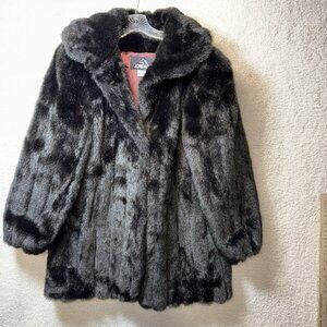 Vintage Jordache Women’s Size 11/12 Faux Fur Coat 80’s 90's Glam Mob Wife Black